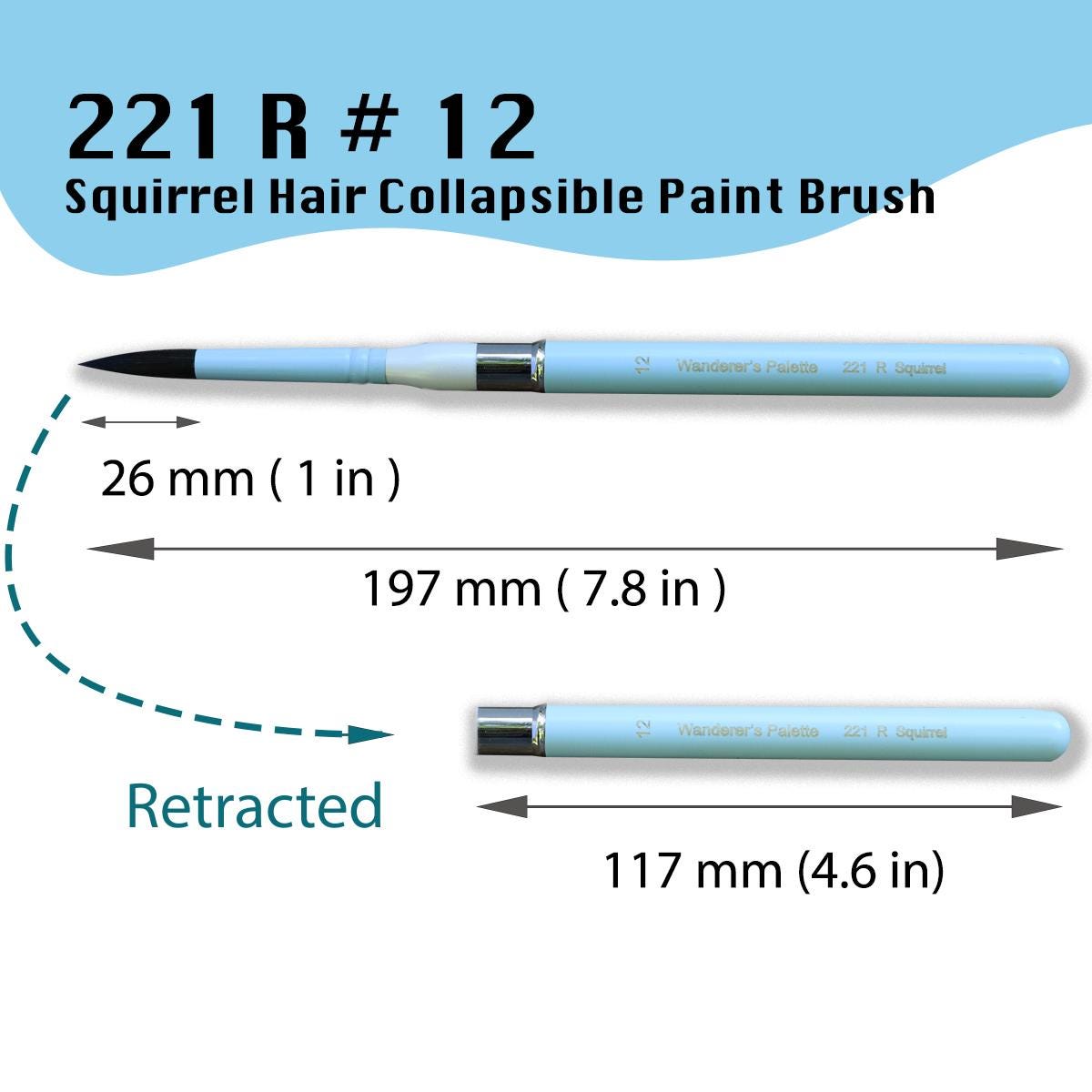 	Pos 9: Blue travel watercolor brush - squirrel mix hair close-up