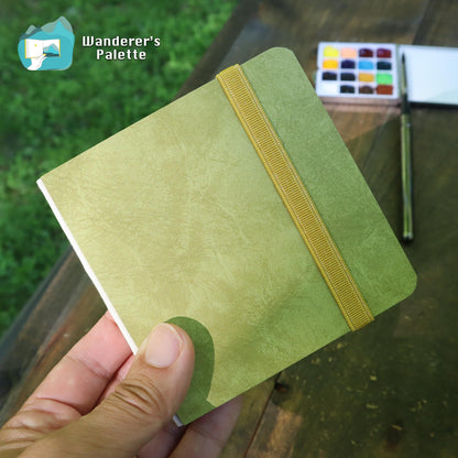 	Pos 7: Cotton watercolor journal packaging - faux leather travel sketchbook