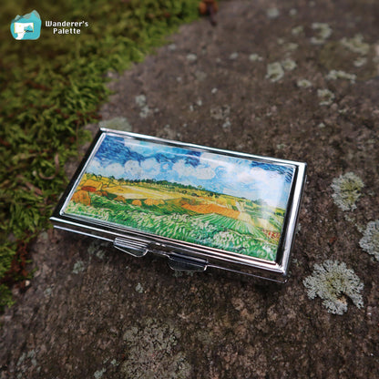 Magnetic Watercolor Travel Palette | 16/18 Hand-Filled Holbein Colors with Ceramic Mixing Surface & Metal Tin