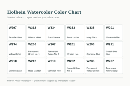 Magnetic Watercolor Travel Palette – 16/18 Holbein Colors