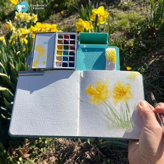 Small - Magnetic Palette Adapter for Watercolor | Plein Air Painting Board with Water Bucket & Sponge Slot