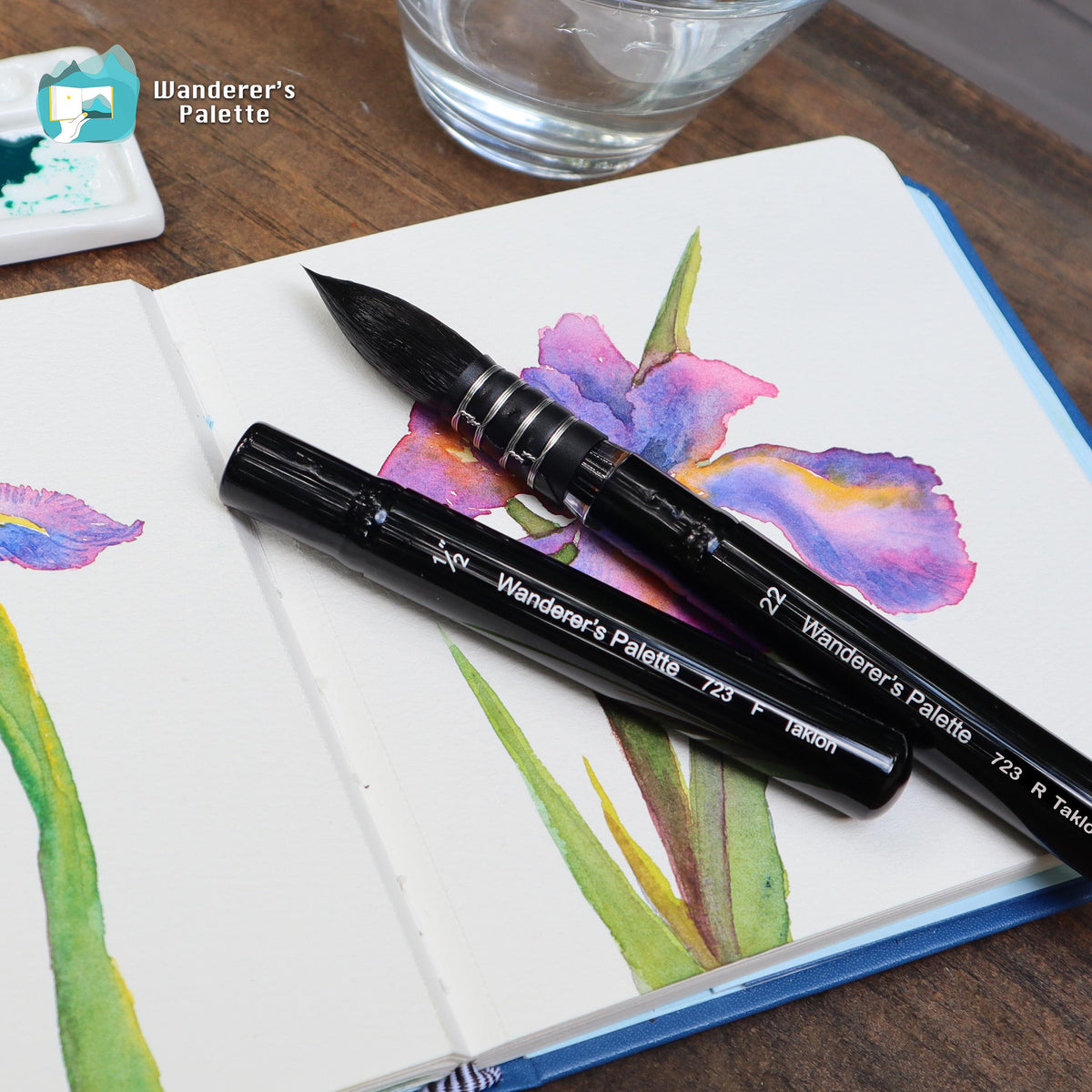 Collapsible Travel Paintbrush, Taklon Synthetic Brush, Round & Flat, Pocket Size Retractable Watercolor Brush
