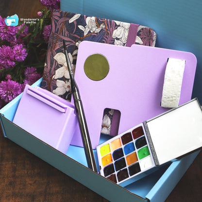 Gift for Artist ｜Lavender Watercolor Travel Art Set | Plein Air Painting Set |