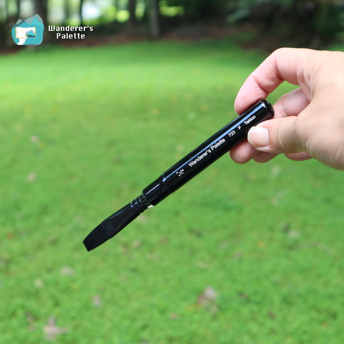 Collapsible Travel Paintbrush, Taklon Synthetic Brush, Round & Flat, Pocket Size Retractable Watercolor Brush