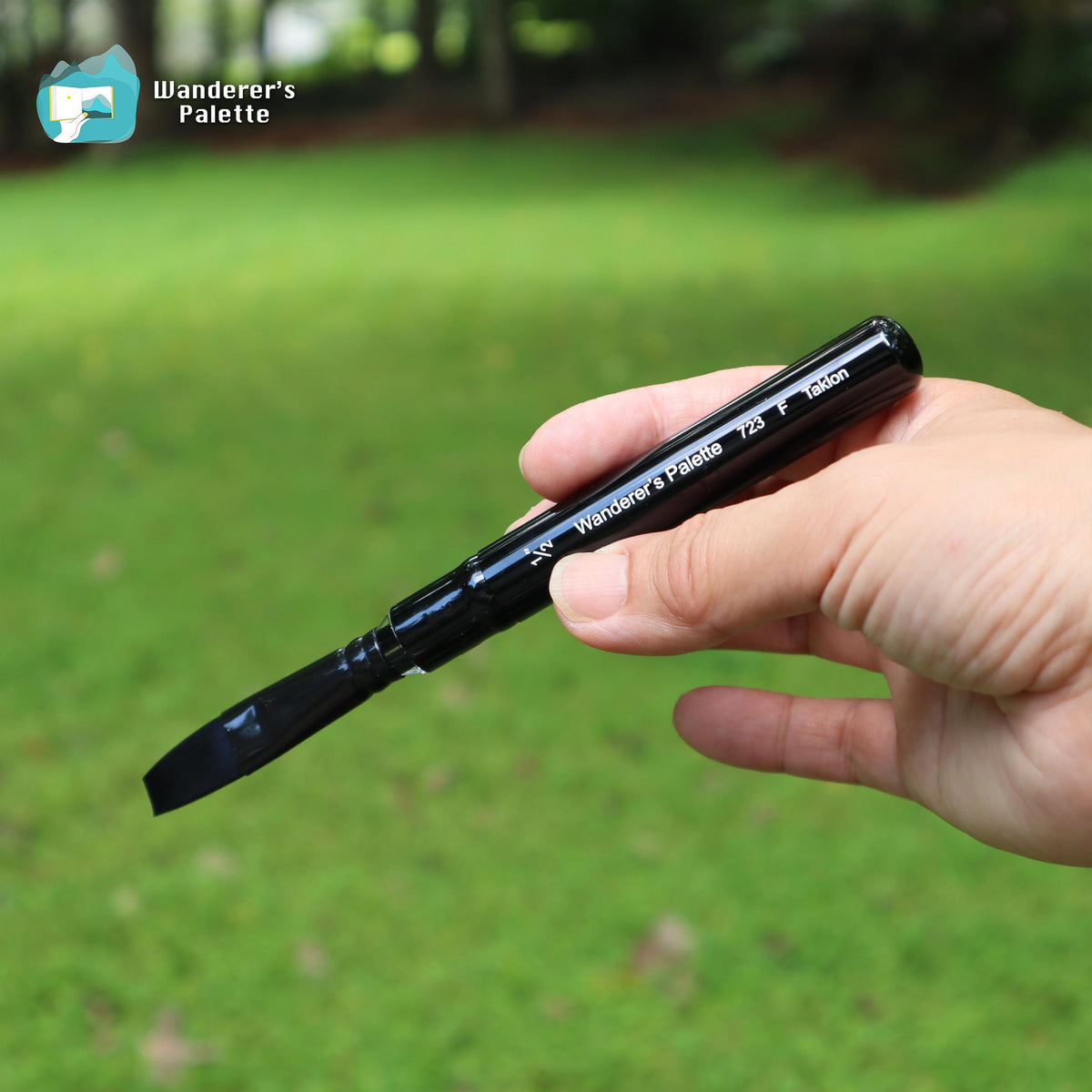 Collapsible Travel Paintbrush, Taklon Synthetic Brush, Round & Flat, Pocket Size Retractable Watercolor Brush