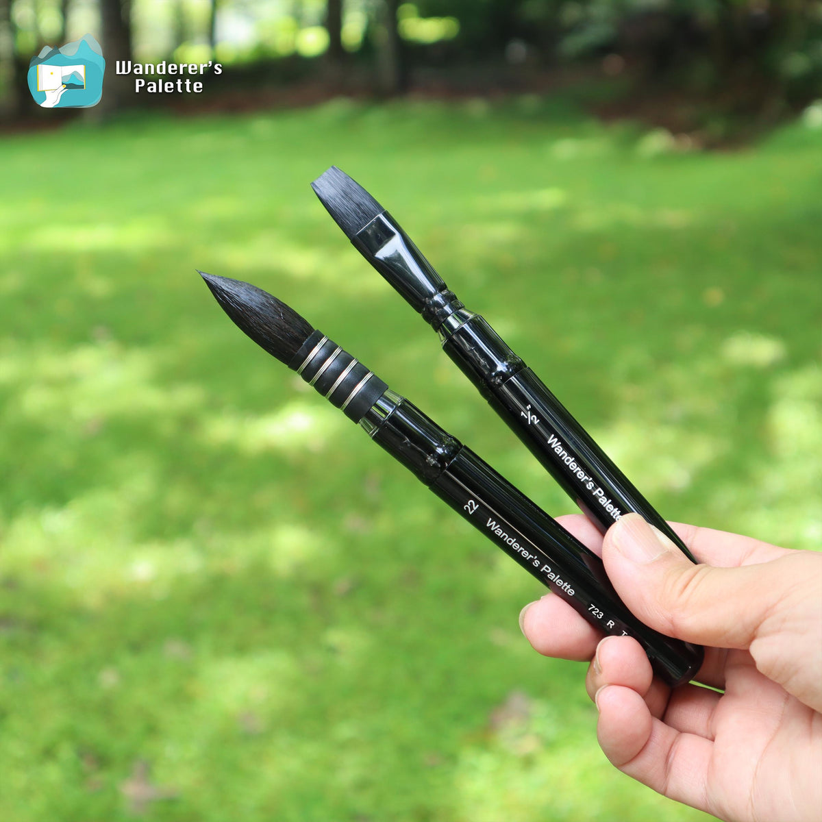 Collapsible Travel Paintbrush, Taklon Synthetic Brush, Round & Flat, Pocket Size Retractable Watercolor Brush