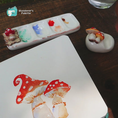 Handmade Ceramic Mushroom Watercolor Accessories | Artist Gift | Woodland Pottery