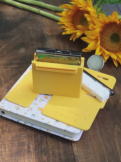 Gift for Artist ｜Sunflower Yellow Watercolor Travel Art Set | Plein Air Painting Set